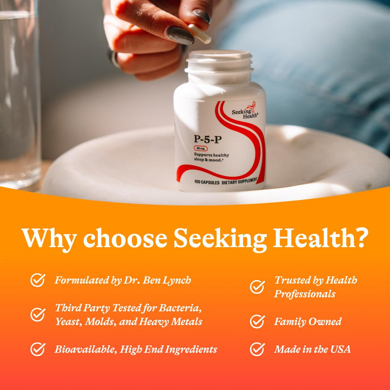 Seeking Health P-5-P (Pyridoxal 5-Phosphate) - Immune Health & Homocysteine Metabolism Support - Support Energy Production with Bioavailable Vitamin B6-25, 100 Capsules 100 Count (Pack of 1)