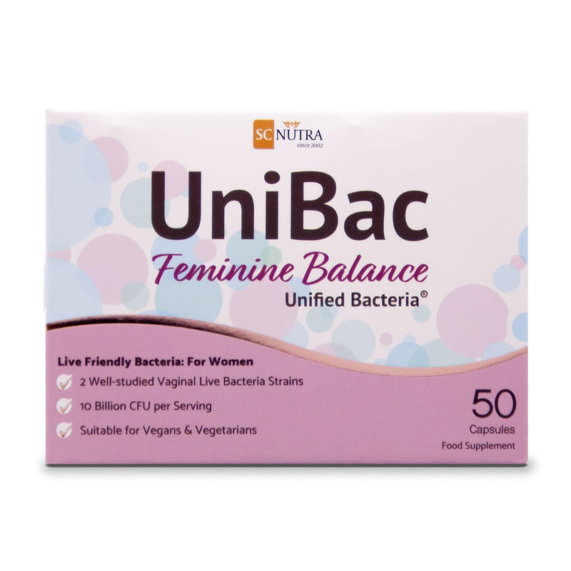UniBac Feminine Balance – Unified Bacteria – Probiotics for Women – Vaginal & Intimate Flora Support – Lactobacillus reuteri RC-14® & Lactobacillus rhamnosus GR-1® – Vegan Capsules (50 Count)