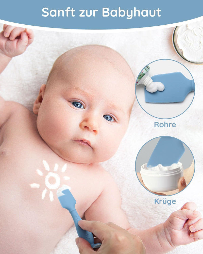 [Australia] - btrfe Baby Diaper Cream Spatula, Silicone Baby Diaper Rash Cream Applicator, Soft Butt Paste Spatula Brush with Suction Base for Newborn Essentials, 4 Pack (Blue) Blue 