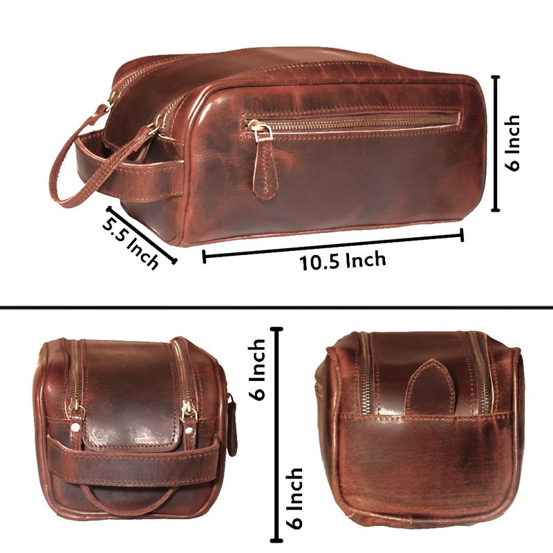 Leather Rifle Gun Sling Vintage Brown Crazy Horse/Hand Stitched 1" Wide w/th WWII Style Leather Toiletry Bag Travel Vintage Dopp Kit