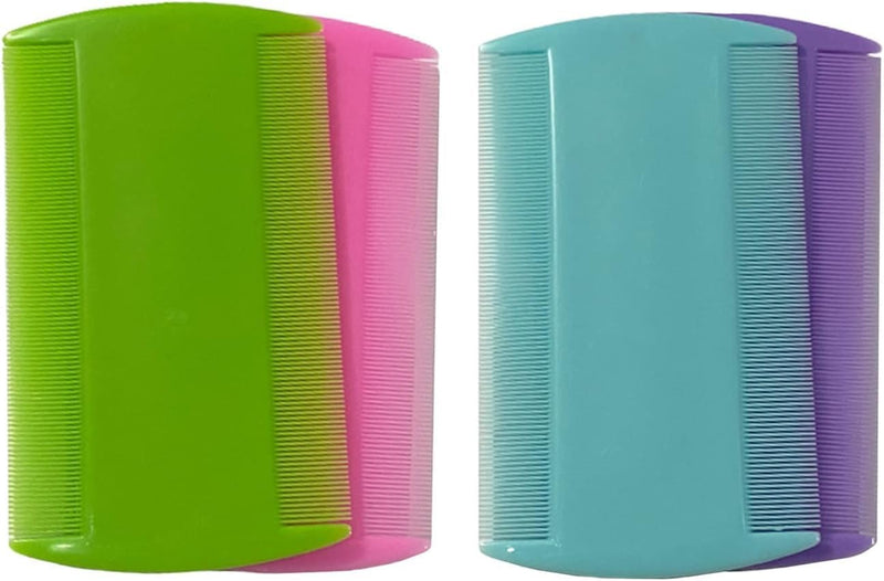 [Australia] - 4 Pieces Multi Color Nit Double Sided Combs Plastic Head Detection Fine Tooth Head Nit Hair Combs For Pets Kids Adults English Color 