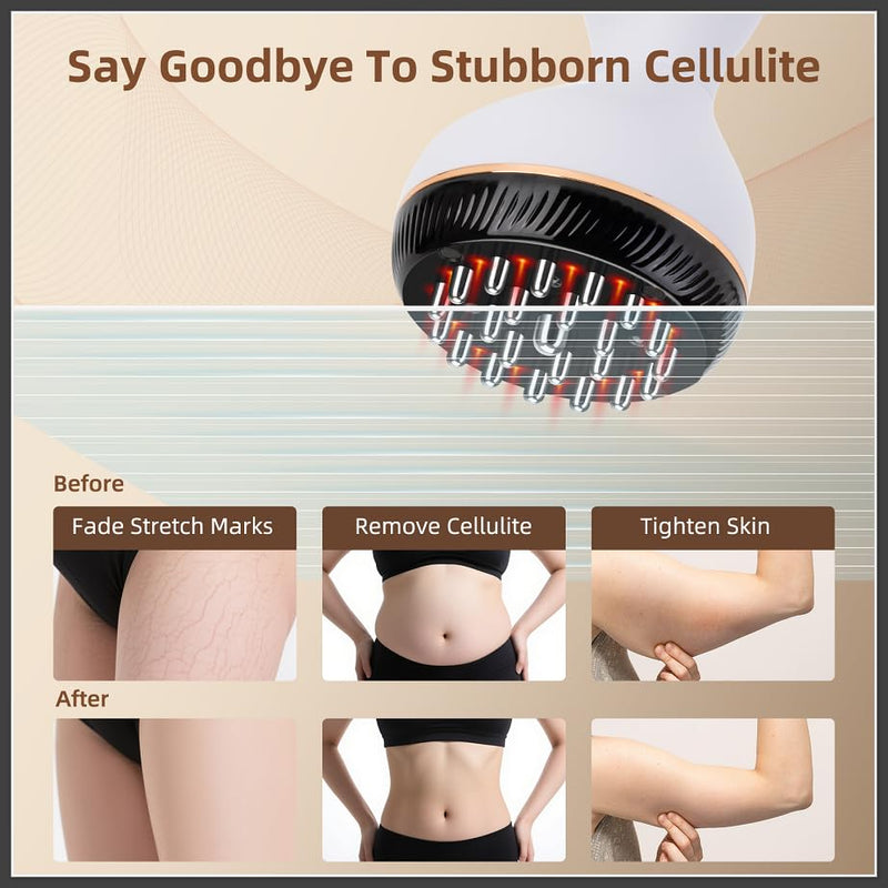 Lymphatic Drainage Massager, Cellulite Massage Tool Helps Reduce Stretch Marks & Cellulite Remover, for Belly, Legs, Arms, 30 Levels Microcurrent, Red Light, Heat and Vibration Body Engraving Machine