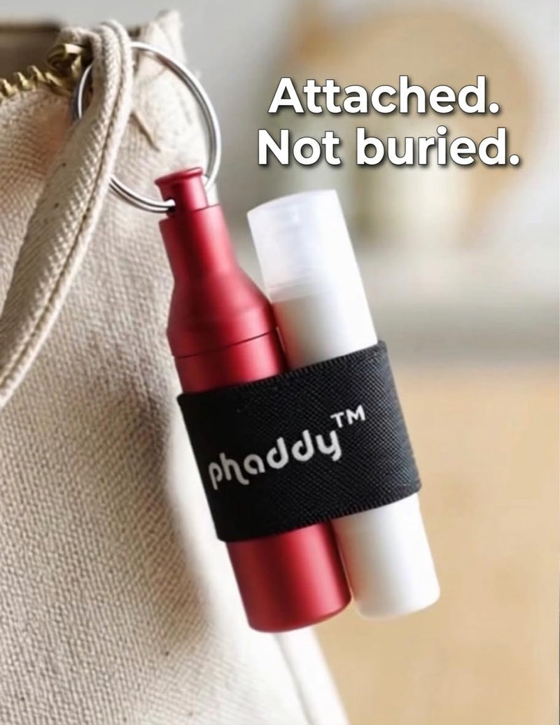 phaddy™ Keychain Container + Compression Band — Store Inside, Secure Outside | Holds Cash, Vitamins & Small Essentials (Silver, Standard) Silver