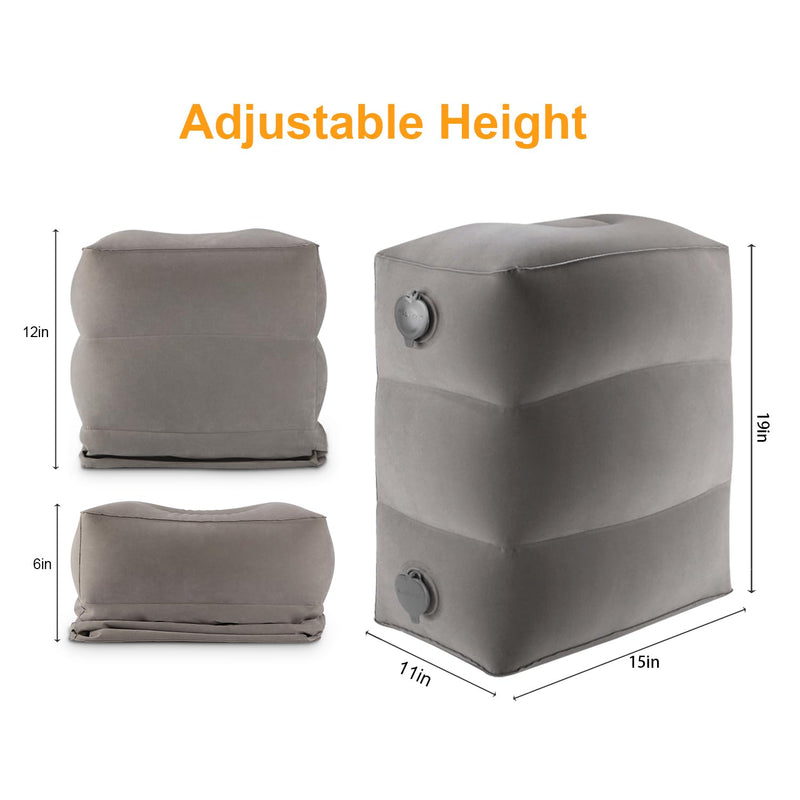 [Australia] - Inflatable Travel Foot Rest Pillow, Kids Airplane Bed, Adjustable Height Leg Pillow for Air Travel, Make a Flat Bed for Kids and Toddlers, Great for Airplane, Train, car（Grey, 1 Pack） Grey 