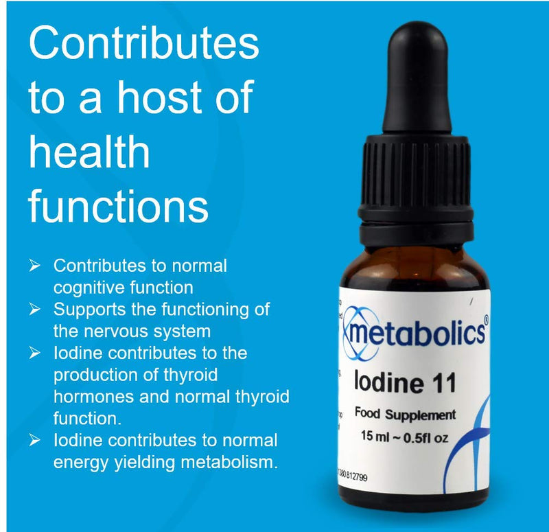 Metabolics Iodine Liquid | Extra Strong (1525mcg Per Serving) | Pure IOSOL Iodine in a Convenient 15ml Bottle (375 Servings) | Ammonium Iodide