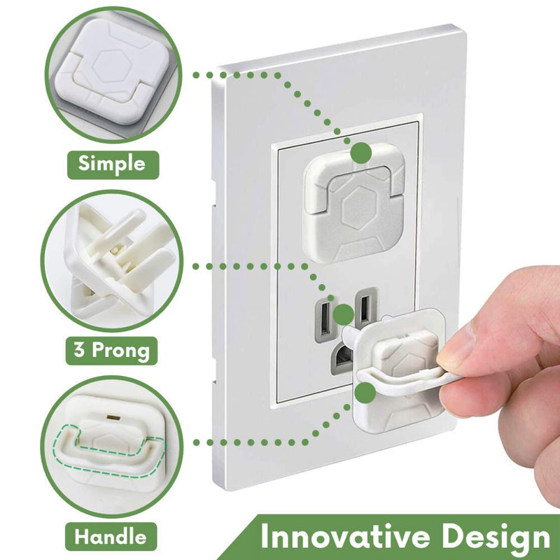 [Australia] - Outlet Covers Baby Proofing Socket Protectors Child Safety Plug Caps Difficult for Toddler to Remove Electric Shock Guard for US 3-Prong White 40 Pack 