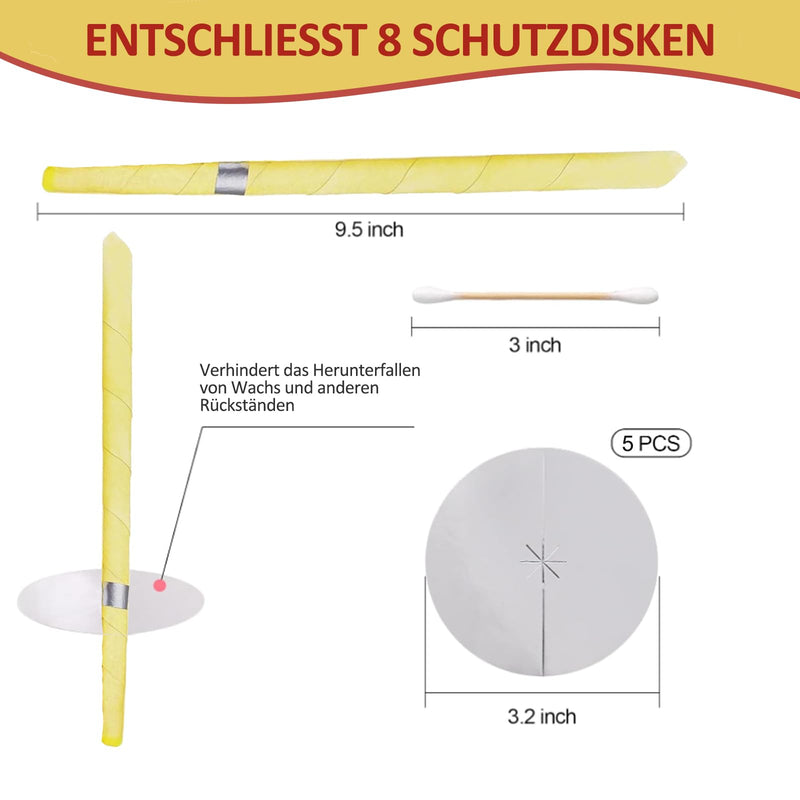 [Australia] - Ear candles, ear candle set with natural organic beeswax, all-natural ear candles, beeswax candle cones, ear wax candles with 5 protective discs + 10 cotton swabs (Beige-10pcs, Extra wide) Beige-10pcs 