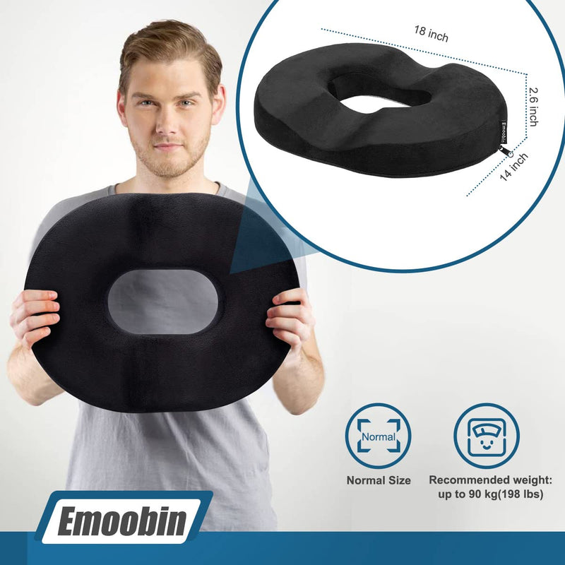 [Australia] - Donut Pillow Hemorrhoid Pillow for Office Chair, Orthopedic Pressure Relief Pillow for Tailbone, Coccyx, Postpartum Pregnancy & After Surgery Sitting,18 Inches Black 