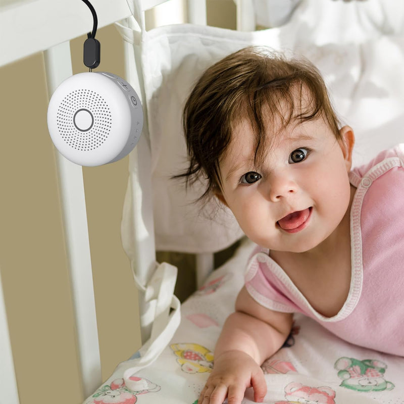 [Australia] - Portable White Noise Sound Machine 30 Soothing Sounds Rechargeable Battery Small for Travel 32 Volume Control Noise Canceling Sleep Machine Sound Therapy for Baby Kids Adults (White) 