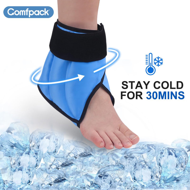 Shin Splint Ice Pack Cold Hot Compression Reusable Gel for Calf & Heel Ice Pack for Plantar Fasciitis Relief, Ankle Foot Ice Pack Wrap for Swelling