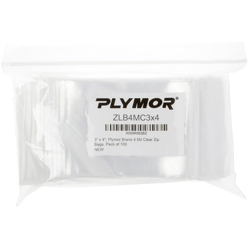 Plymor 3 x 4 inch, 4 Mil Zipper Reclosable Bags (Pack of 100) | Heavy-duty plastic for jewelry, beads, rings, earrings, pills, vitamins, spices, coins, screws & small parts 3" x 4" (100 Count)