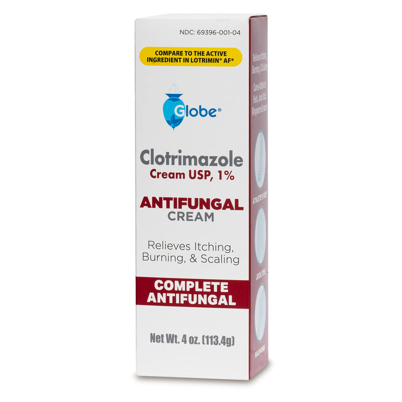 [Australia] - Globe Clotrimazole Antifungal Cream 1% USP, 4 oz (2 Pack), Anti Fungal Treatment, Relieves Itching, Burning, Cracking and Scaling Associated Athletes Foot, Jock Itch, Ringworm and More. (Total 8 oz) 
