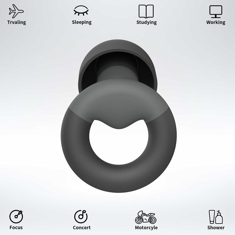 [Australia] - Ear Plugs for Sleeping, 2 Pairs of Reusable Earplugs for Noise Reduction 25dB-30dB with 8 Ear Tips, Soft Hearing Protection Ear Plugs for Concert,Noise Sensitivity, Study & Work Black 