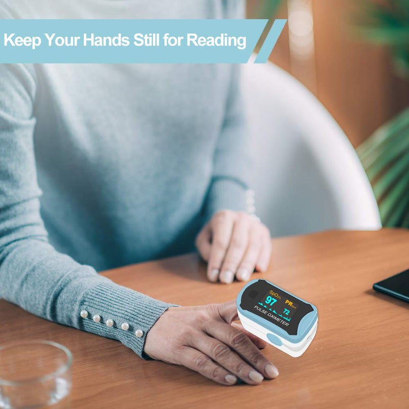 [Australia] - Easy@Home Pulse Oximeter Oximeter Finger Pulse Oximeter for Measuring Oxygen Saturation (SpO2) Heart Rate PI Rotatable OLED Display Portable Neck Strap Nylon Bag - Blue 