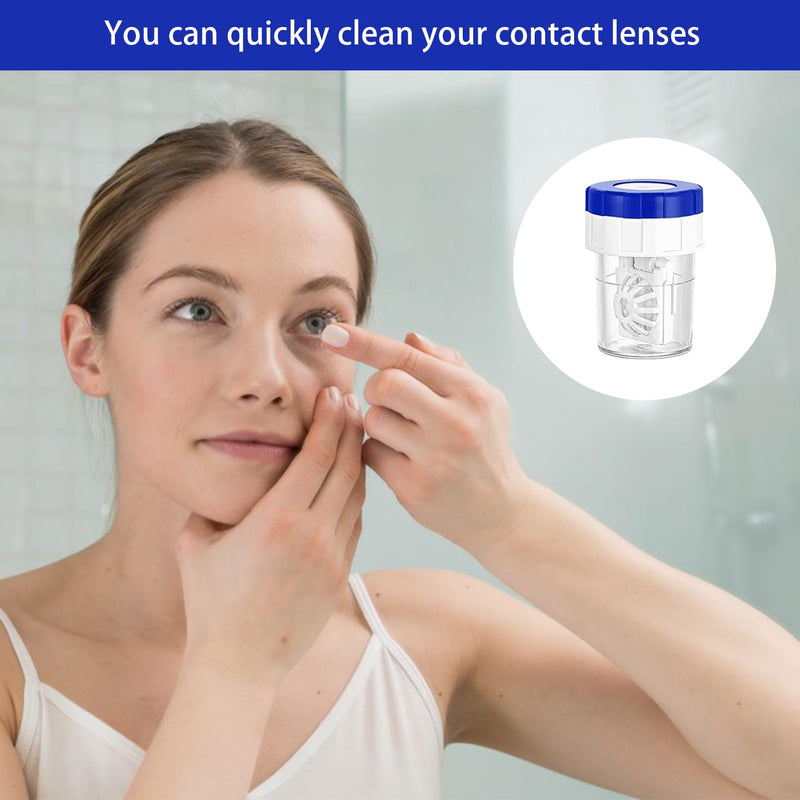 [Australia] - Pack of 4 contact lens containers, contact lens liquid, contact lens container washing system, rotating contact lens cleaning container for daily use at home travel 