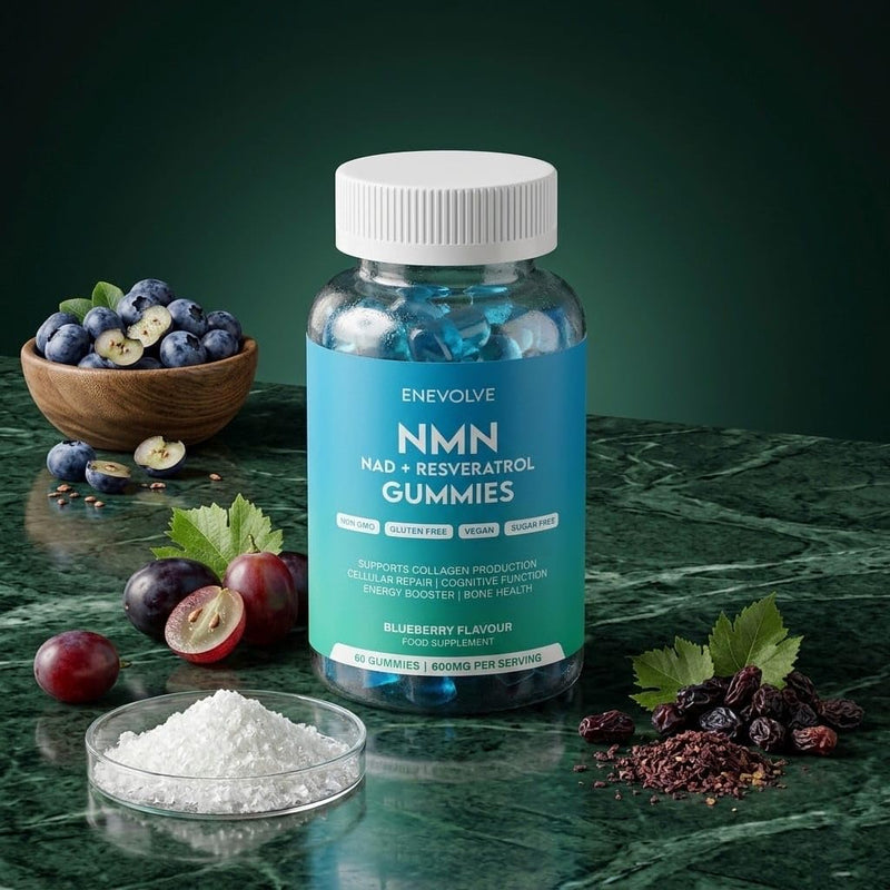 NAD Gummies with Resveratrol – NAD+ Support Supplement 600mg – Energy, Cellular Health & Healthy Ageing Support – Vegan, Sugar-Free – 60 Count Blueberry Gummies