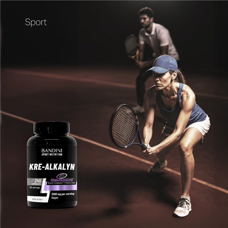 Bandini® Kre-Alkalyn® 240 Capsules (2 Months) - Buffered Alkaline Creatine - Training, Sport, Gym & Pre Workout - 100% Vegan - Kre Alkalyn Based on buffered Creatine Monohydrate - Produced in Italy
