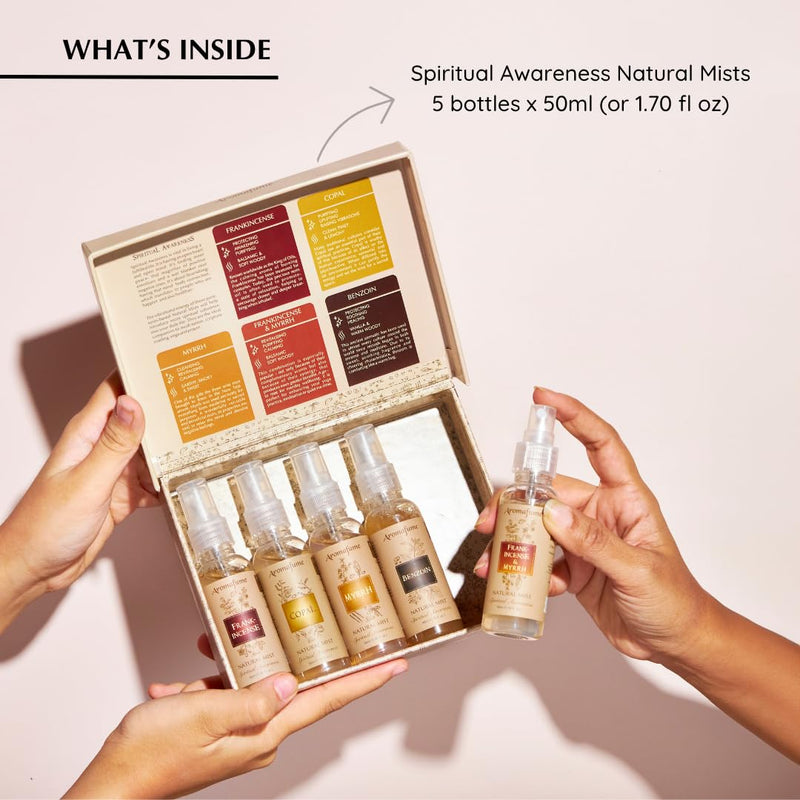 Aromafume Spiritual Awareness Resin Air Freshener Spray Gift Set, 5x50ml | Frankincense, Benzoin, Copal, Frankincense & Myrrh | Made with Pure Extracts | Non-Alcoholic, Non-Toxic & Vegan