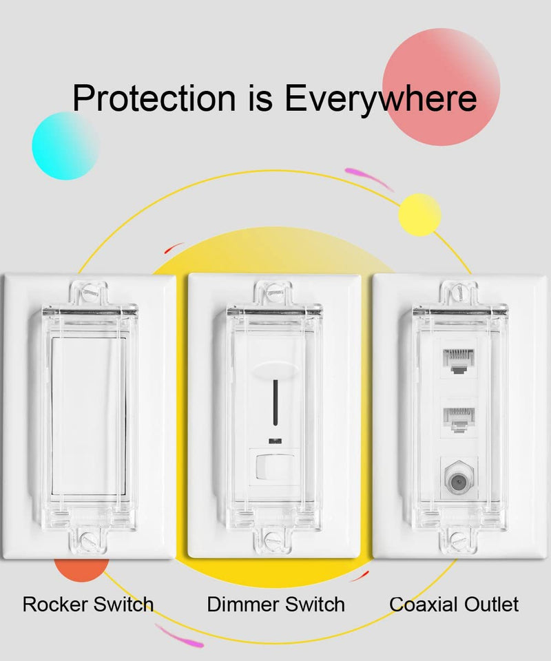 [Australia] - Light Switch Guard, ILIVABLE Child Proof Rocker Switch Plate Cover Prevents Kids or Accidental Turned On/Off Switch While Allowing Access (Clear, 2 Pack) 
