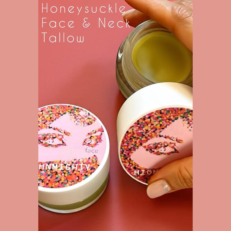 Honeysuckle Hemp-Infused Grassfed Tallow Facial Neck Balm | Deep Hydration Barrier Repair | Vitamin E Botanical Moisturizer | Nourishing Daily Skincare Dry Mature Sensitive Complexions