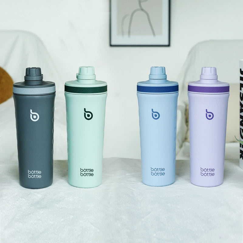 [Australia] - bottlebottle BOTTLE BOTTLE Shaker stainless steel drinking bottle 26oz with mixing ball, protein protein fitness, BPA free, double-walled thermos and sports bottle (blue) blue 