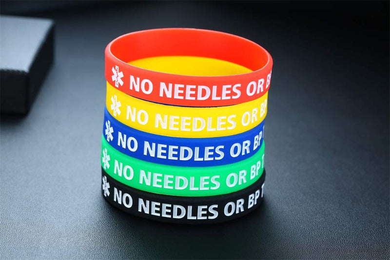 [Australia] - XUANPAI 5 Pack Rubber Silicone Sport Medical Emergency Alert ID Bracelets Wristband for Men Women Kids NO Needles OR BP This ARM 