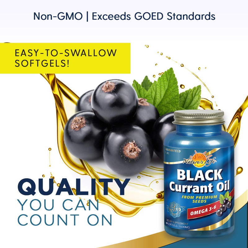 [Australia] - Nature's Life Black Currant Seed Oil 1000 mg | with Omega-3 ALA, Omega-6 GLA and Stearidonic Acid | 60ct 
