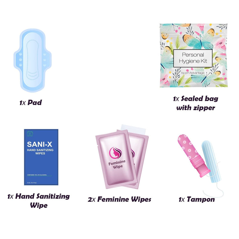 [Australia] - Menstrual Kit All-in-One 10 Pack | Convenience on The Go | Period Kit Pack for Travelling, Tweens & Teenager | Individually Wrapped Feminine Hygiene Product (Butterflies) Butterflies 