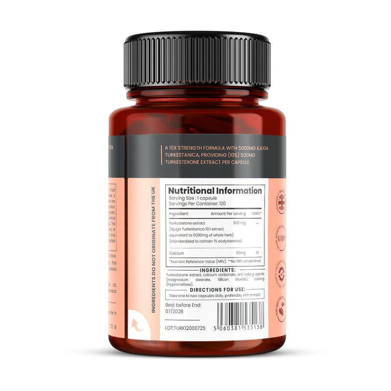 Pureclinica Turkesterone 10X Strength – 5082mg per Capsule – Advanced Muscle Growth & Recovery – 120 Capsules, 4 Month Supply 120 count (Pack of 1)