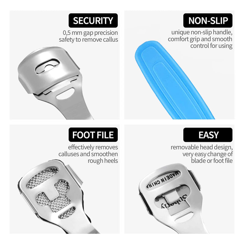 [Australia] - Econtal callus planer, callus remover, callus rasp foot, callus scraper for foot care, foot planer with plastic handle, 10 blades and plastic box 