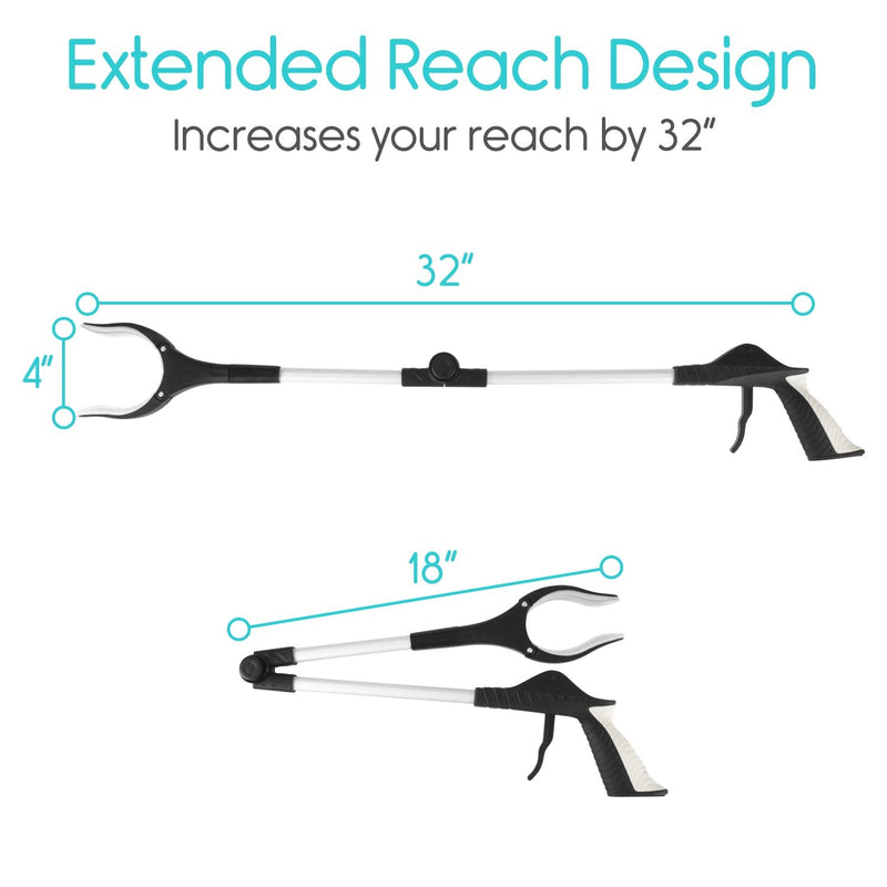 [Australia] - Vive 32" Grabber Reacher Tool - Foldable Pickup Stick with Rotating Jaw & Sensitive Trigger - Heavy Duty Mobility Grip Hand Aid - Extra Reach Extender Claw for Seniors, Elderly, Handicap 1 