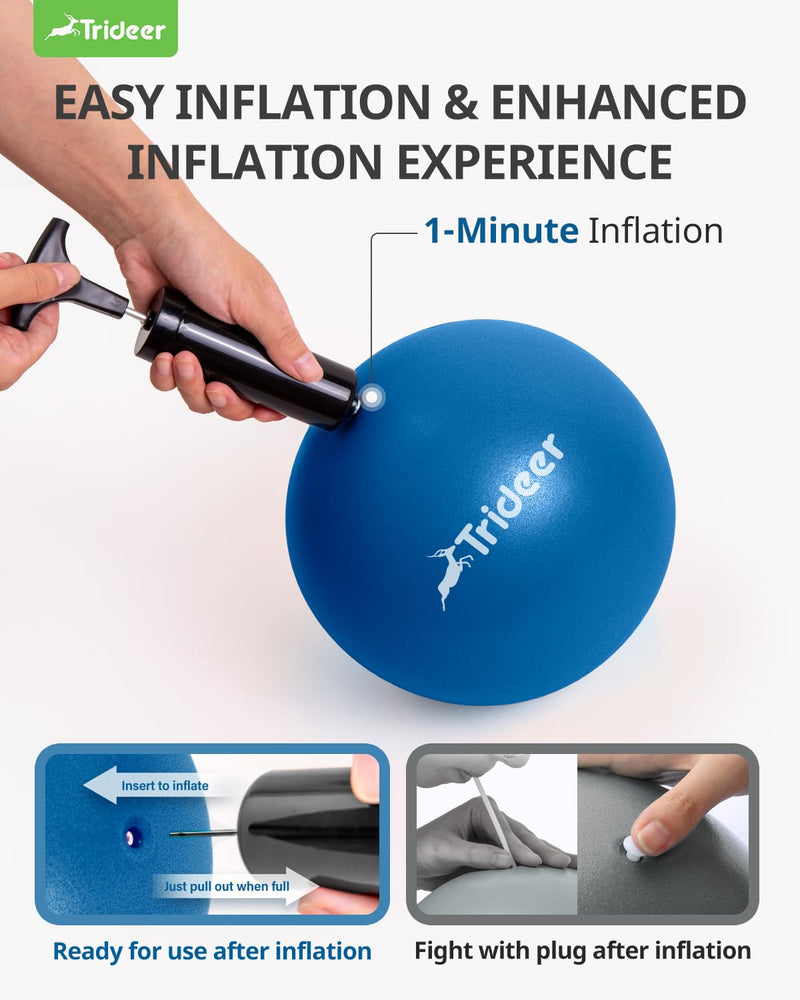 [Australia] - Trideer Pilates Ball 7-8 inch with Pump, Small Pilates Ball, Core Ball, Therapy Ball, Small Exercise Ball for Between Knees, Mini Yoga Ball for Yoga, Barre, Physical Therapy, AB, Core Strength Blue 