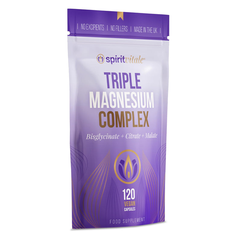 Triple Magnesium Complex | Energy, Metabolism, Wellbeing, Rest | Premium UK Formula | Bisglycinate, Citrate & Malate Balanced Complex | Vegan | No Nasties | SPIRIT VITALE