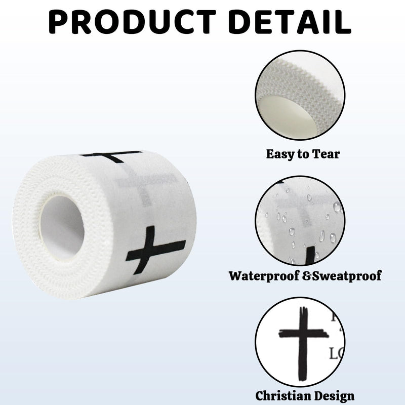 4 Pcs 2inx23ft Christian Cross Athletic Tape with Jesus Bible Verse Injury Support Pre Wrap Cotton Tape for Soccer Football Baseball Self-Adhesive Sports Tape for Wrist Arm Knee Ankle