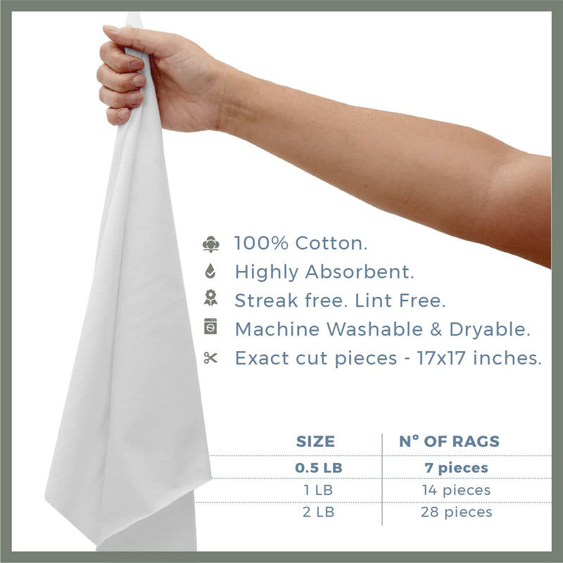 [Australia] - VALENGO New Lint Free Rags 100% Cotton Cloth, Soft Tshirt Rags, Lint Free Cloth for Staining Wood, Cast Iron, Rags for Cleaning, Dusting, Polishing, Painting Art, Bag of 7 Rags 17”x17”- (Pack of 7) Pack of 7 