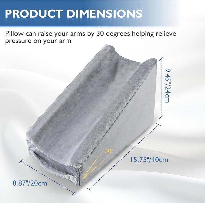 [Australia] - Arm Elevation Pillow, Arm Wedge Elevation Pillow Excellent, Ergonomic Elbow Support Pillow for Sleeping Arm Pads Elbow Pillow with Removable Pillow Case-Grey Grey 
