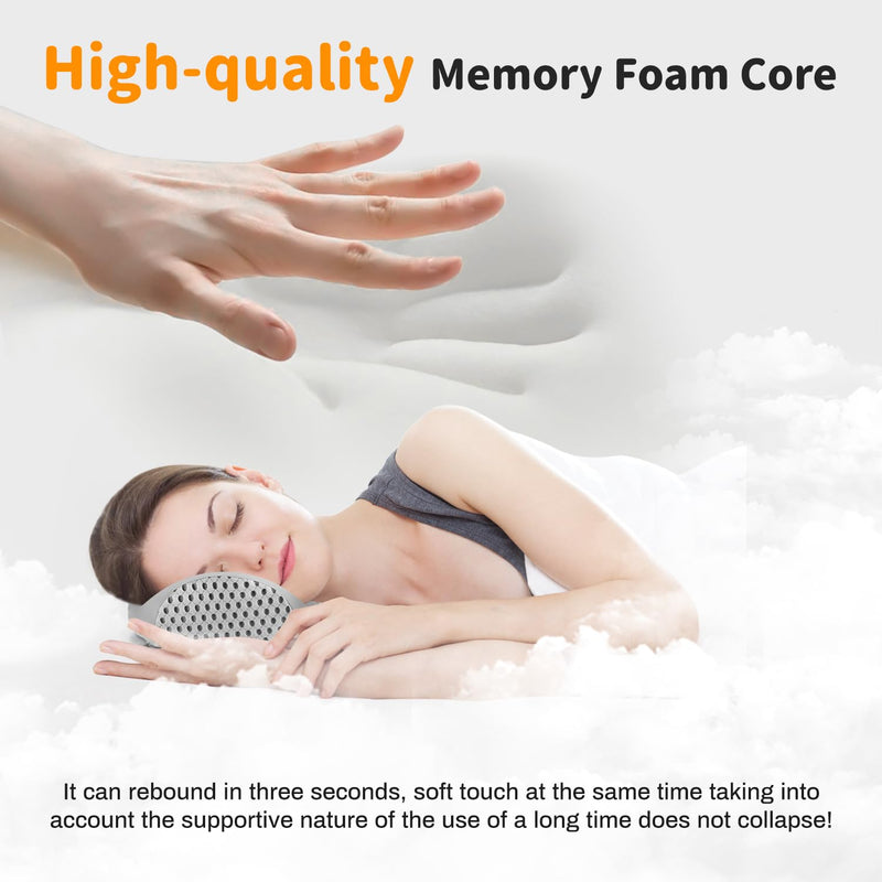 [Australia] - Ear Piercing Pillow for Side Sleepers with Ear Hole, Designed for CNH, Ear Pain Relief and Pressure Sores, Memory Foam Contoured Design Side Sleeping Pillow, Breathable Cotton Blend-Gray Gray 