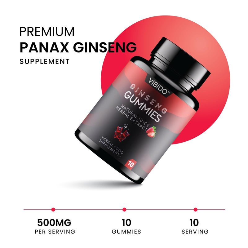 500mg Gummy | Extra Strength Gummies, Stamina Endurance Booster Supplement | 10 Ginseng Gummy 10 count (Pack of 1)