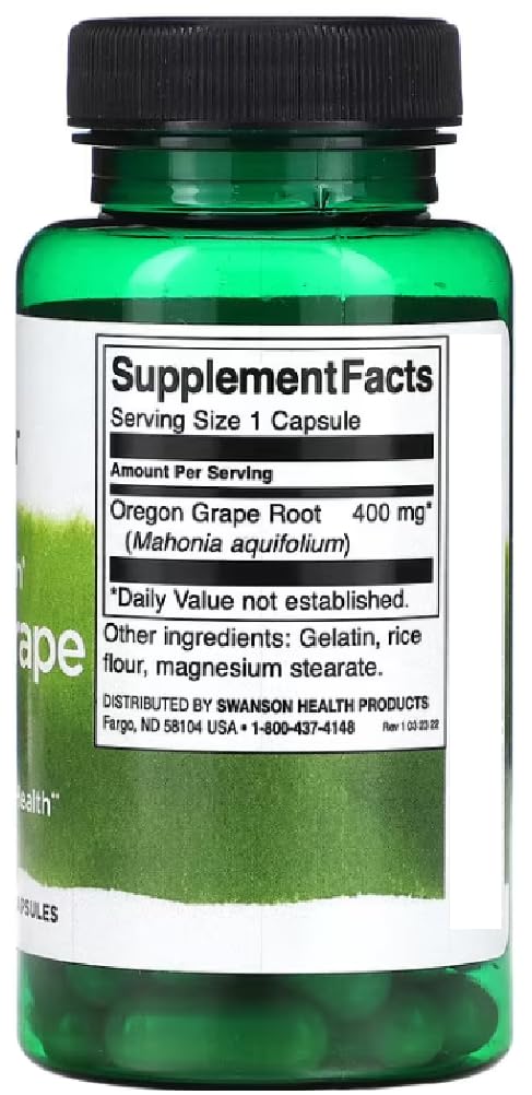 [Australia] - Swanson - Full Spectrum Oregon Grape Root 400 mg | Liver and Digestive Support - 60 Capsules 