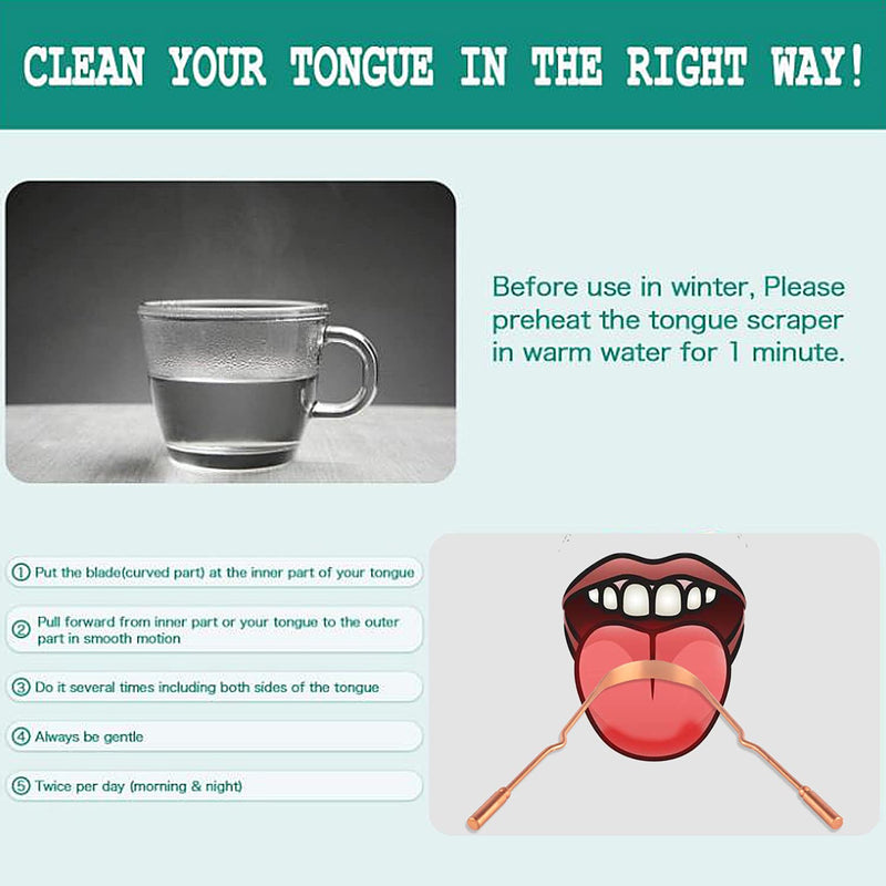 [Australia] - RONAVO Copper Tongue Scraper for Adults (2 Pack), 100% Pure Copper, Naturally Anti-Microbial, Banishes Bad Breath and Maintains Oral Hygiene, Tongue Cleaner with Travel Case, Easy to Use and Clean 
