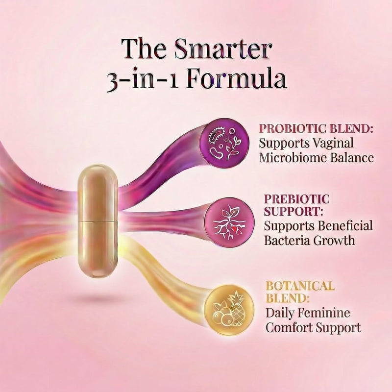 Vaginal Probiotics for Women pH Balance, 7 Billion CFU Lactobacillus | Odor and Flora Support, Prebiotics with Cranberry and Pineapple, 30 Capsules, 1 Month Supply, Made in USA, Third-Party Tested
