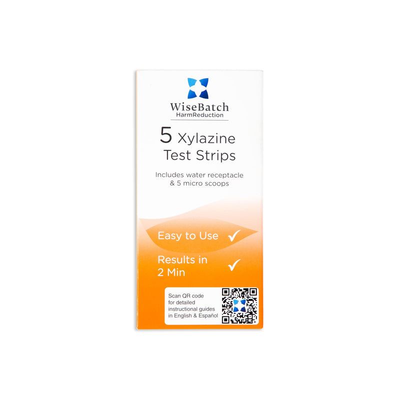 NEW Xylazine Test Strip Kit w/Instructions – WiseBatch Harm Reduction – Box of 5 Test Strips + Micro Scoop & Test Receptacle – Most Sensitive Test Strip on the Market 500ng/ml Cutoff – ±99% Accurate