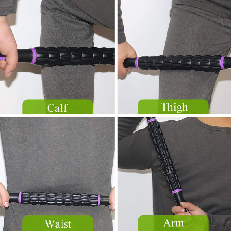 [Australia] - Muscle Roller, Massage Roller Stick for Athletes, Help Reducing Muscle Soreness Cramping Tightness Leg Arms Back Calves Muscle Massager Purple Black 