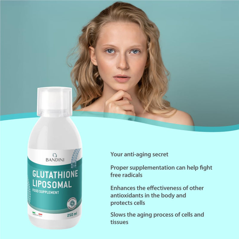 Bandini® Liposomal Glutathione Reduced | Oral Glutathion Liquid | L-Glutathione Setria® | 10x Better Absorption | Antioxidant & Anti-Aging Booster, Optimal Cell Protection | GMO-Free, Vegan | 250ml