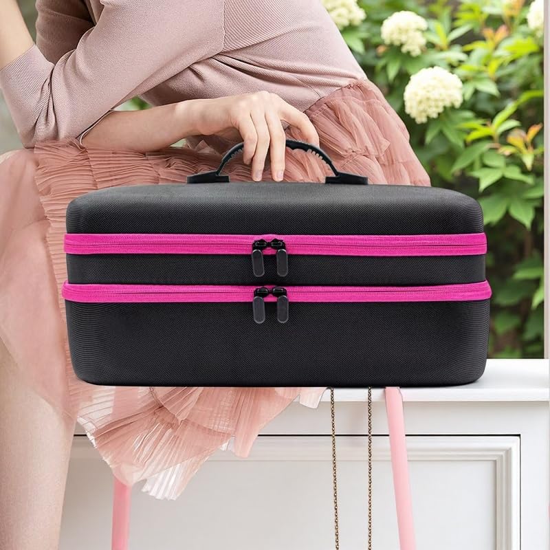 127 Slots Essential Oil Case Organizer, Fits 1ml-15ml Vials, Shockproof EVA Hard Shell Essential Oil Storage Carrying Bag for Travel and Home, Black & Purple pink 127