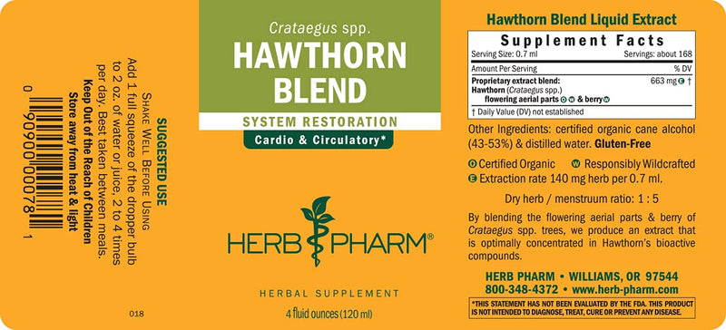 [Australia] - Herb Pharm Hawthorn Blend Liquid Extract for Cardiovascular and Circulatory Support - 4 Ounce 4 Fl Oz (Pack of 1) 