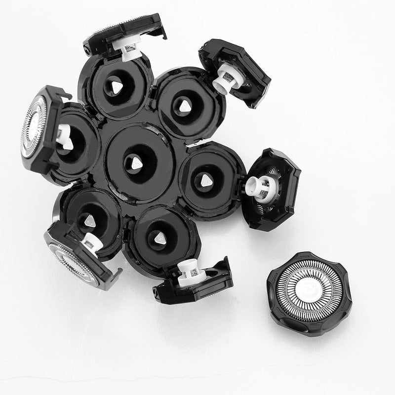 Universal Upgrade 7 Blades Head Shaver Replacement Heads Compatible with Freedom Gold shaver and some brands. 7D Electric Shaver Replacement Heads Waterproof Easy to Clean With Cleaning Brush 7d Black