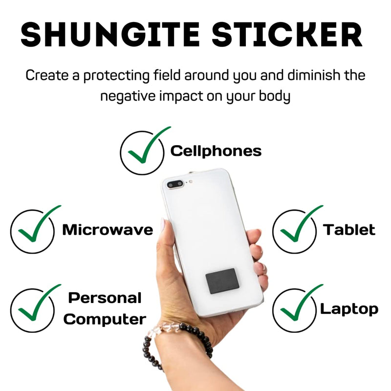 [Australia] - Shungite Stone Stickers Set for Phone – Protection Plates, Natural Crystal Adhesive Shield (Set of 10 Plates) Set of 10 Plates 