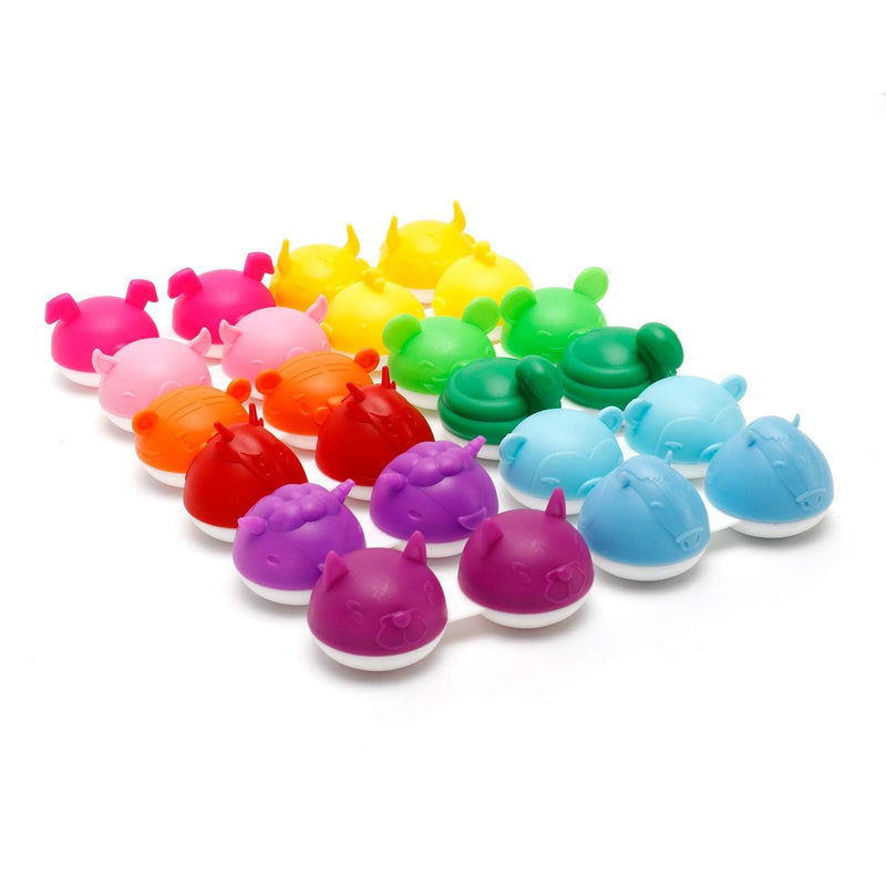 [Australia] - 12 Pack Colored Contact Lens Case, Cute Animal Contact Lens Case Large Box Holder No Leak Dustproof Contact Lens Case Organizer with Carry Box 