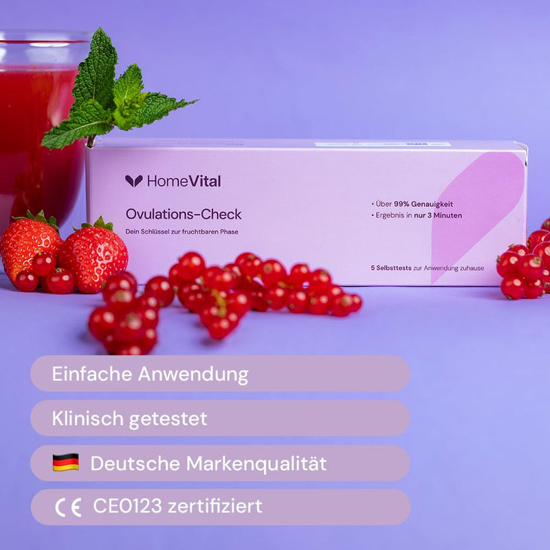 [Australia] - HomeVital Ovulation test with sensitivity 30mlU/ml (5 pieces) - Fertility test for women - Ovulation test strip kits - Ovulation tests Get pregnant & increase fertility Aids 
